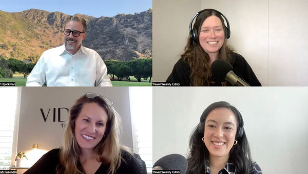 Clockwise from top left: Kurt Bjorkman, chief operating officer of the Ranch at Laguna Beach in California; Travel Weekly editors Christina Jelski and Rebecca Tobin; and Sarah Fazendin, founder of Videre Travel.